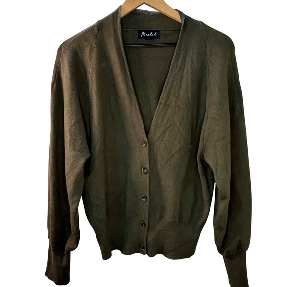 Marled Sweaters - Marled Olive Green Button Front Cardigan Sweater Women's Size L